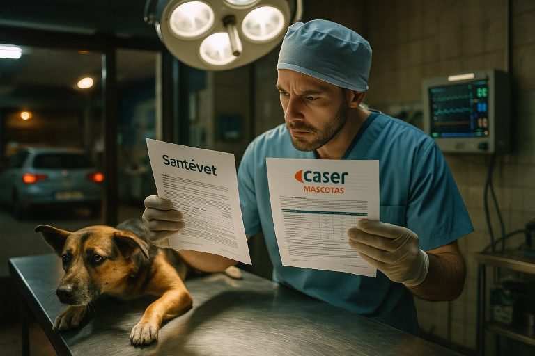 Santévet vs Caser Mascotas: qué seguro veterinario cubre antes una operación de urgencia en perro adulto